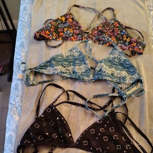 THREE Jolyn Triangle Bikini Tops, Size XL